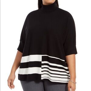 Alfani Colorblocked Turtleneck Poncho Sweater